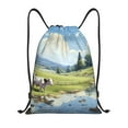 thumbnail image 1 of Saiise Pasture Cow Pattern Sports Drawstring Backpack - String Swim Gym Bag with Wet Proof Pocket for Women&Men-Small, 1 of 6