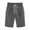 thumbnail image 1 of Plebaso Women's Knee Length Shorts Drawstring Casual Shorts with Pockets Solid Color Summer Beach Shorts, 1 of 3