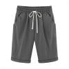 Plebaso Women's Knee Length Shorts Drawstring Casual Shorts with Pockets Solid Color Summer Beach Shorts