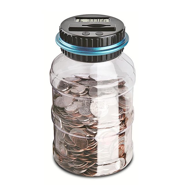 Injueey Pantalla LCD Pippy Bank Digital Coin Saving Jar 1.5L Contador automático de monedas Hucha eléctrica Caja de ahorro de dinero transparente para Almacenamiento y organización del hogar No.6 Injueey HA025507-07