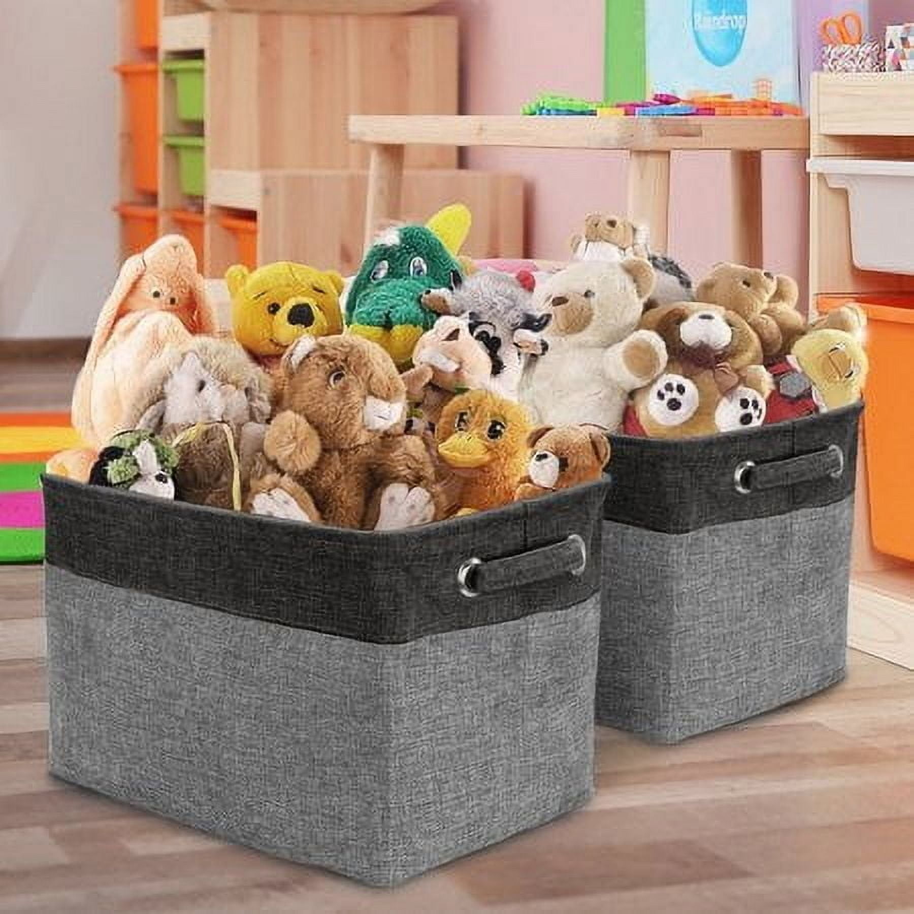 Sorbus Twill Storage Large Rectangular Fabric Collapsible Basket Organizer with Carry Handles, Multiple Colors, Set of 3