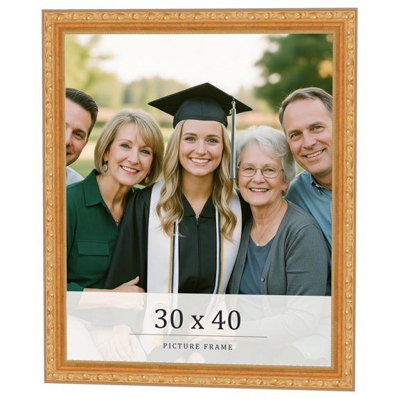 30x40 Frame Gold Solid Wood Picture Frame Width 1.125 Inches | Interior Frame Depth 0.375 Inches |