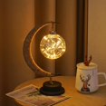 thumbnail image 2 of Warm White Led Moon shaped Lamp Hemp Rope Iron Rattan Ball, 2 of 4