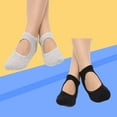 thumbnail image 3 of WHAMVOX 2 Pairs of Women Breathable Pilates Yoga Non Grip Cotton Ballet Dance Massage Ankle Socks (Black+Grey), 3 of 8