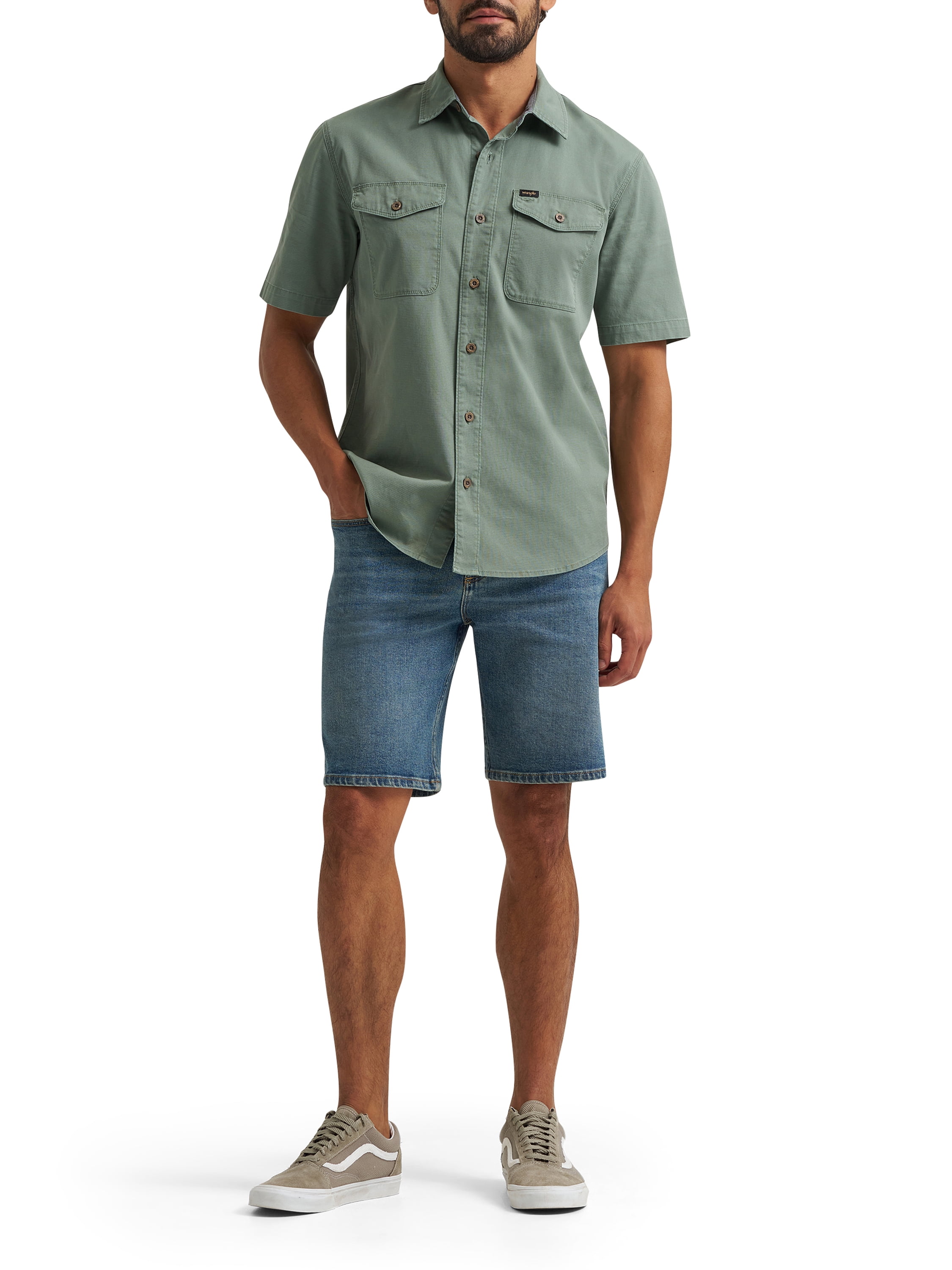 Wrangler® Men's Short Sleeve Micro Ripstop Shirt