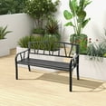 thumbnail image 4 of Costway Outdoor Patio Garden Bench Metal Frame with Ergonomic Armrest 660 Lbs Max Load, 4 of 9