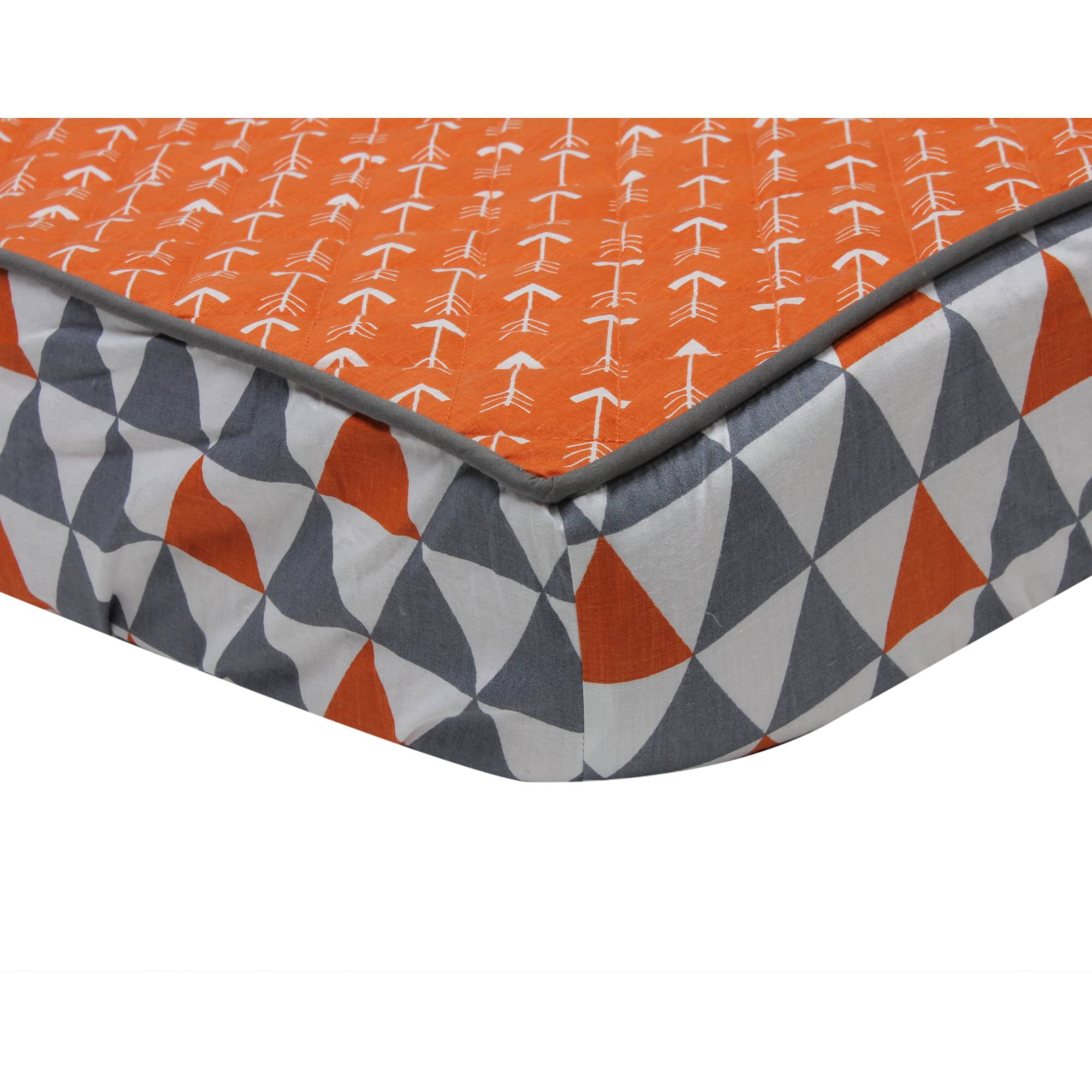 Bacati - Playful Fox Orange/Grey Neutral Quilted Changing Pad Cover