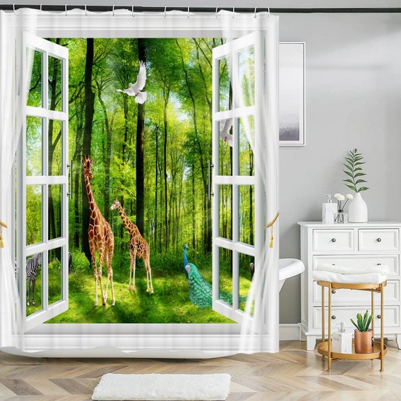 landscape shower curtain bathroom curtain polyester waterproof curtain op window