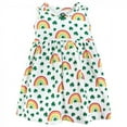 thumbnail image 4 of Hudson Baby Infant and Toddler Girl Cotton Dress and Cardigan Set, St Patricks Rainbow, 6-9 Months, 4 of 5