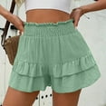thumbnail image 2 of BLVB Boho Shorts for Women Smocked High Waisted Ruffle Tiered Beach Shorts Casual Loose Bottoms Vacation Outfits, 2 of 7