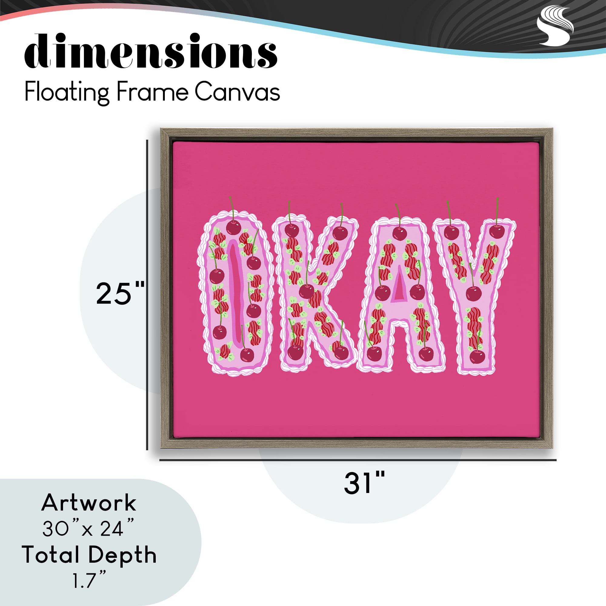 Stupell Industries Okay Cherry Cake Brown Framed Floater Canvas Wall Art, design by Ziwei Li