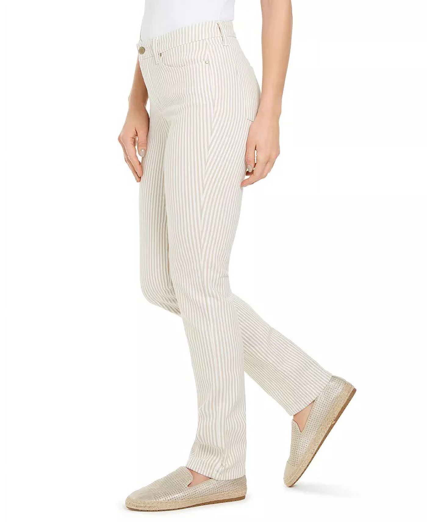 Charter Club Women's Printed Stripe Lexington Straight-Leg Jeans Beige ...