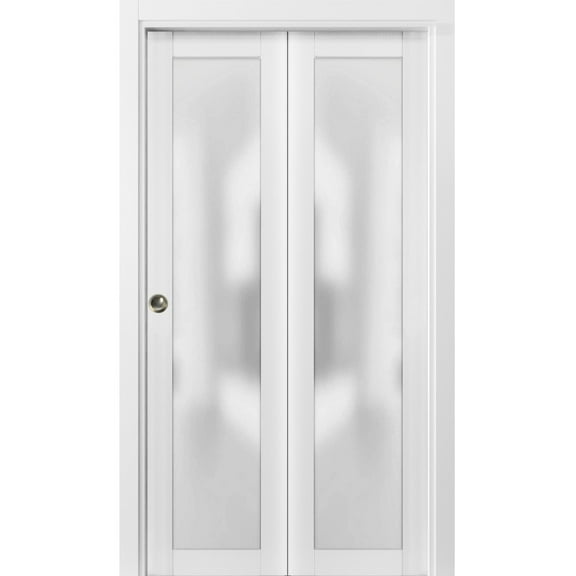 Sliding Closet Bi-fold Doors | Planum 2102 White Silk with Frosted Glass