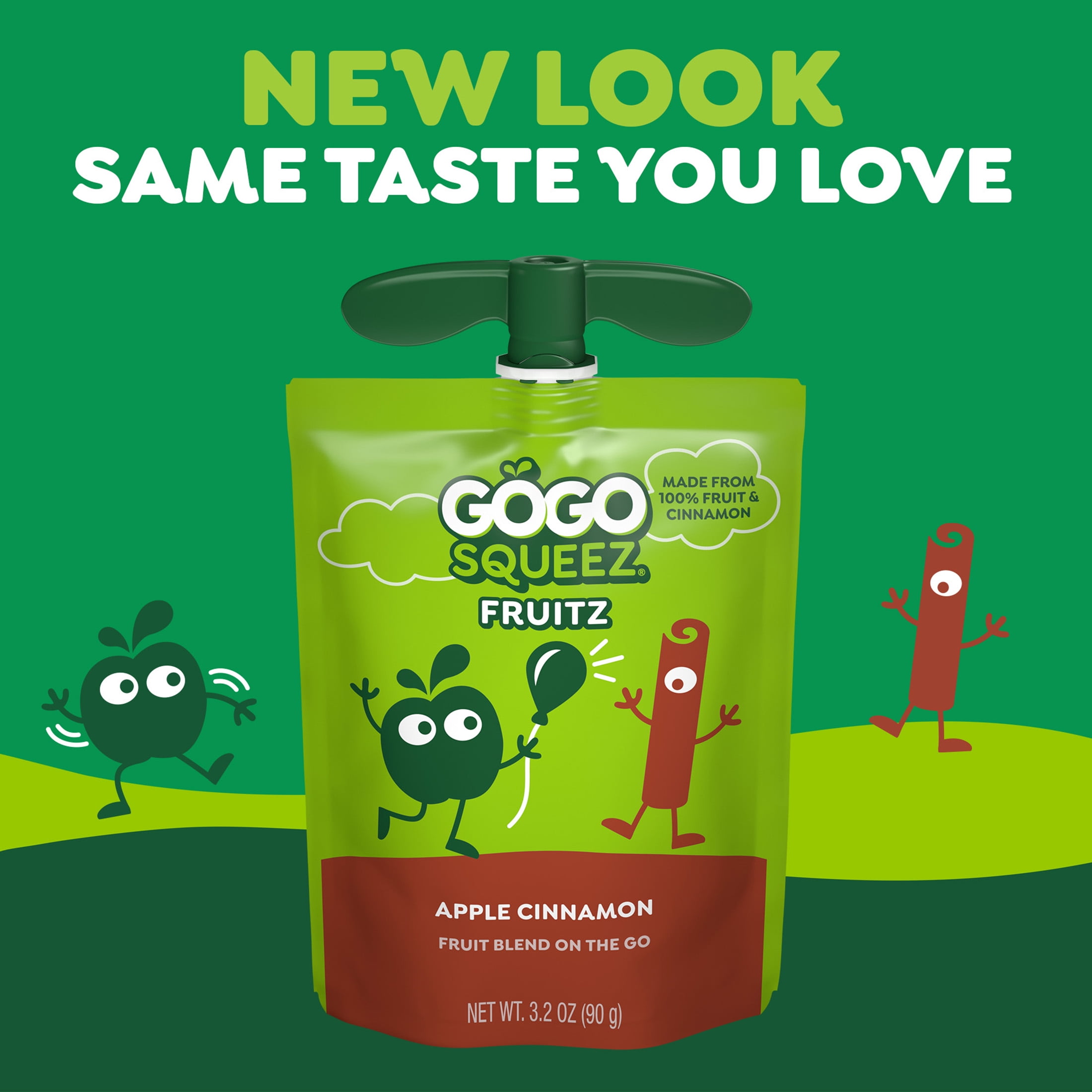 (2 pack) GoGo squeeZ No Sugar Added Apple Cinnamon Applesauce Pouches, 3.2 oz (4 Pack)