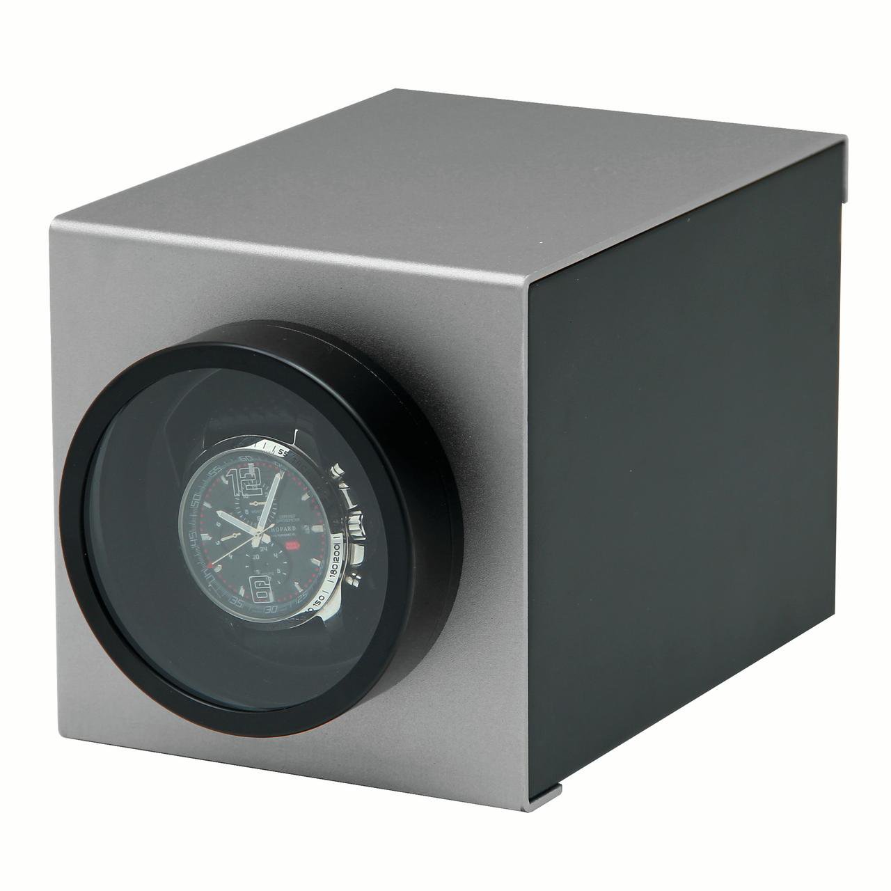 Rotations Grey Wooden and Aluminum 1-Watch Winder GM13127
