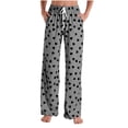 thumbnail image 2 of YHAJDS Womens Pajamas Pants Heart Print Elastic Waist Long Loungewear Trousers Indoor Daily Relaxation Sleepwear, 2 of 5