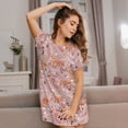 thumbnail image 3 of Kdxio Beautiful Fox Pattern Womens Short Sleeve Sleepshirt Scoopneck Cute Nightdress Ruffle Comfy Nightgown, 3 of 6