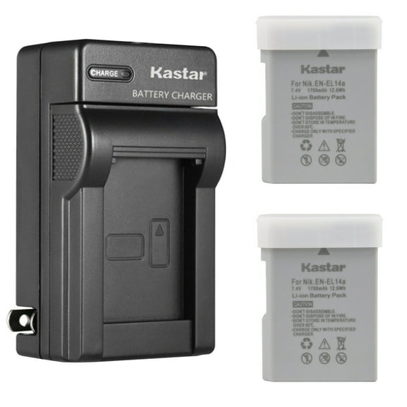 Kastar 2-Pack Battery and AC Wall Charger Replacement for Nikon D5100 DSLR Camera, D5200 DSLR Camera, D5300 DSLR Camera, D5500 DSLR Camera, D5600 DSLR Camera, Df DSLR Camera, D3500 DSLR Camera