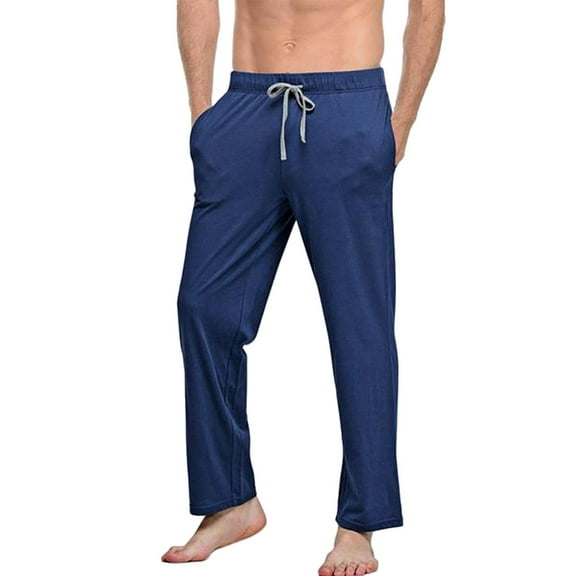 MuZeFu Pajama Pants for Men Cotton Men's Pajama Pants Knit Cotton Bottoms Button Fly