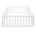 thumbnail image 6 of Gewnee Full Size Montessori Bed for Toddler, Wood Floor Bed Frame with Fence and Door, White, 6 of 7