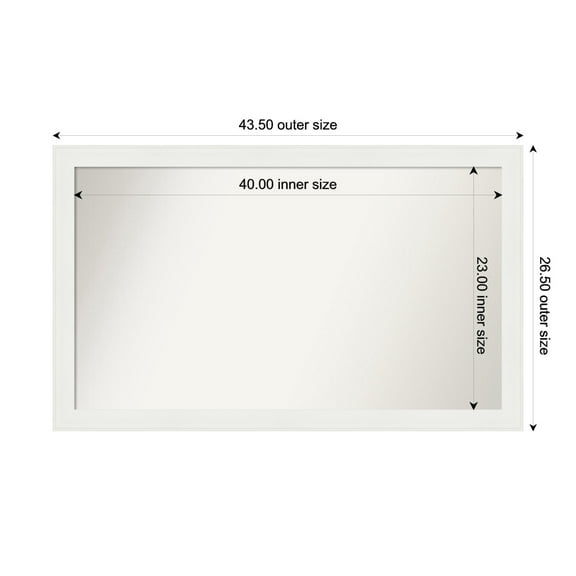 Amanti Art Custom Wall and Bathroom Mirror (26.5 x 43.5 in.), Vanity White Narrow Frame