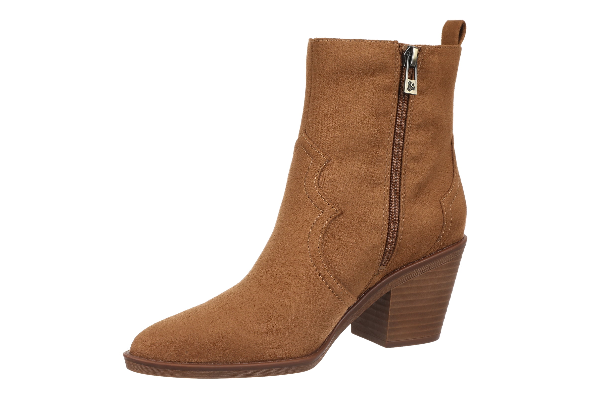 Sam and Libby Women's Boots with Western Features, Low Stacked Heel, Black, Size 8.5