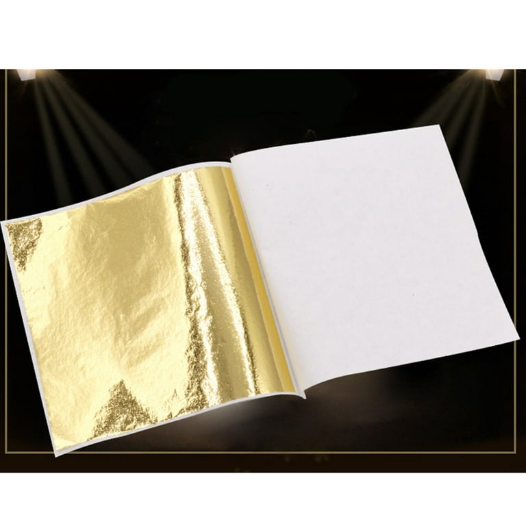 50pcs 8x8.5cm Foil Paper Imitation Gold Leaf Sheets Shiny Gold