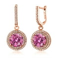thumbnail image 3 of Gem Stone King 18K Rose Gold Plated Silver Earrings Round Pink Moissanite (9.02 Cttw), 3 of 3