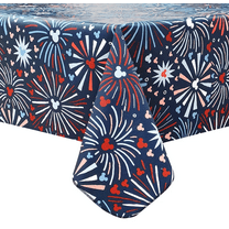 Celebrate Mickey Silhouette PEVA Vinyl Tablecloth July 4th Fireworks 60 x 84 inches