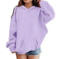 thumbnail image 2 of Girls Hoodie Kids Winter Hoodie Long Sleeve Solid Color Sweatshirt with Front Pocket Soft Warm Pullover for Daily Wear and School Outfits, 2 of 4
