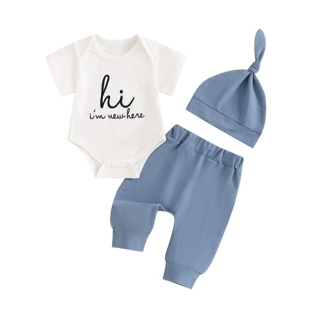 Set de ropa TwoPumpkin para recién nacido, 0-6 m, algodón azul