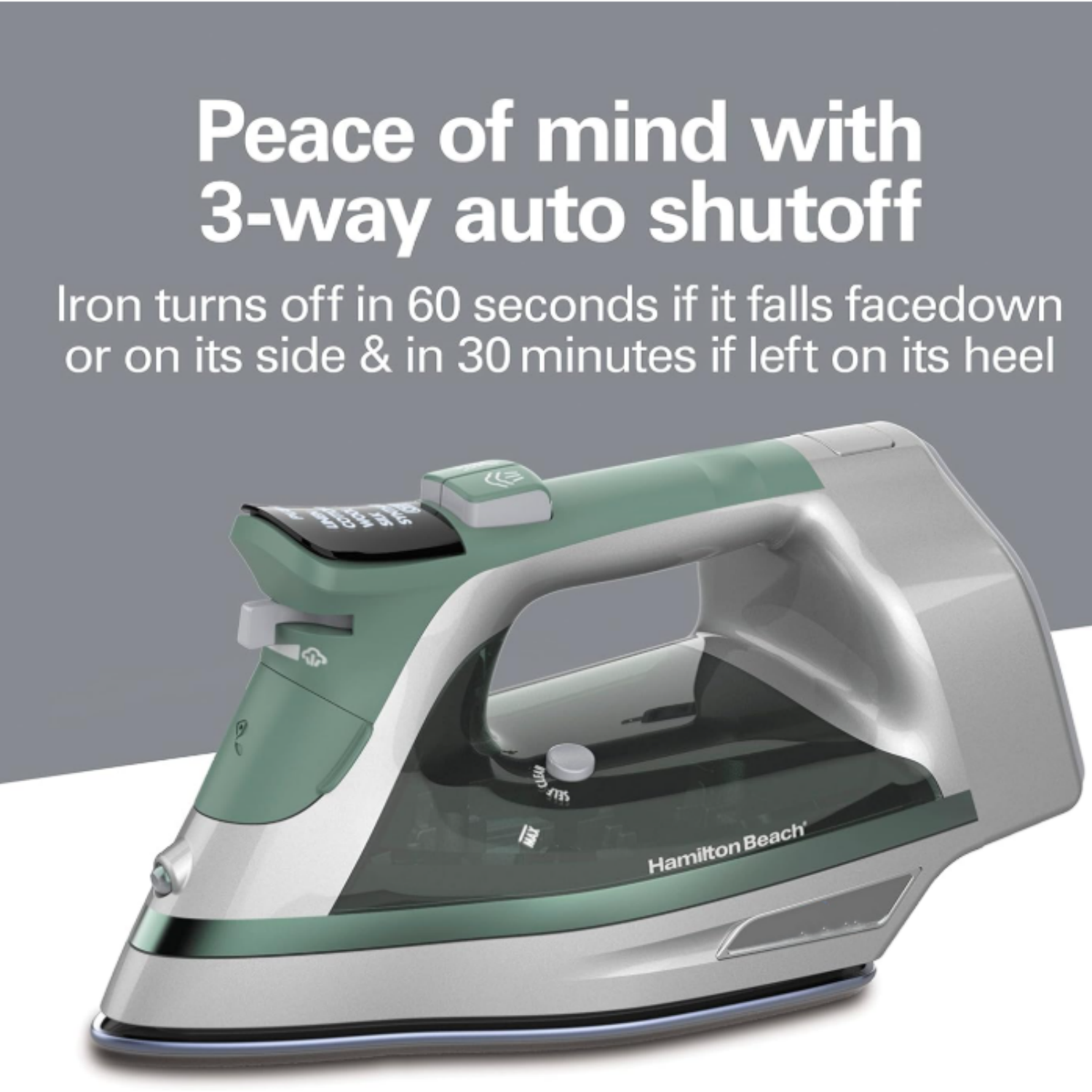 Steam Iron & Vertical Steamer for Clothes with Scratch-Resistant Durathon Soleplate, Digital Fabric Selector + 8’ Retractable Cord, 3-Way Auto Shutoff, Anti-Drip, 1800 Watts, Green