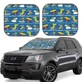 thumbnail image 2 of Bingfone Dinosaur On The Beach Vacation Print 2-Piece Sun Shade Front Windshield - Foldable Car Front Window Sunshades For Most Sedans Suv Truck - Large, 2 of 7
