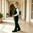 thumbnail image 3 of Odeerbi Toddler Boys 4-Piece Formal Suit Set Velvet Waistcoat, Long Sleeve Shirt with Bow Tie, Dress Pants Party Wedding Outfit, 3 of 9