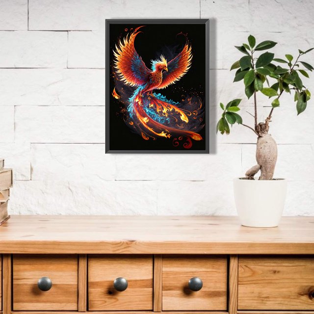Cuadros Decorativos 5D bricolaje ronda completa taladro diamante pintura fuego Phoenix Kit Home Decor (QQ353) Wdftyju embutido en tela
