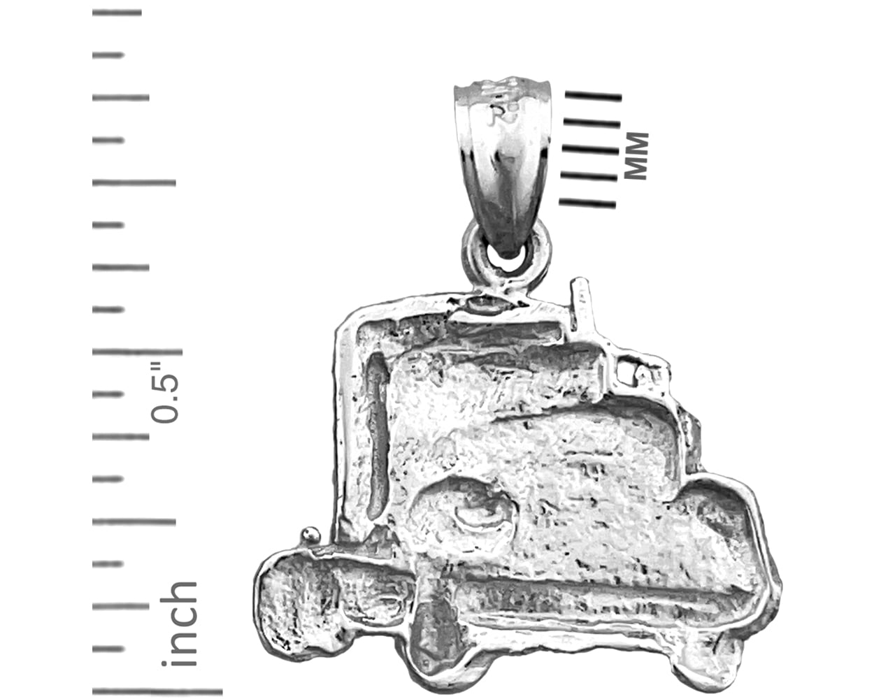 Rhodium Plated 925 Sterling Silver 20MM Big Rig Truck Charm