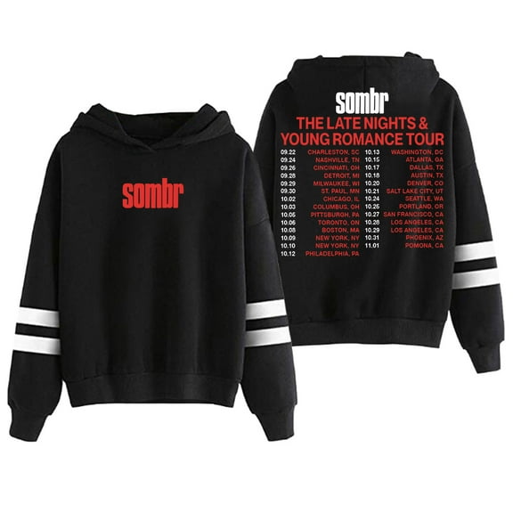 Sombr The Late Nights And Young Romance Tour Hoodie Women Men Pocketless Parallel Bars Sleeve Sweatshirt