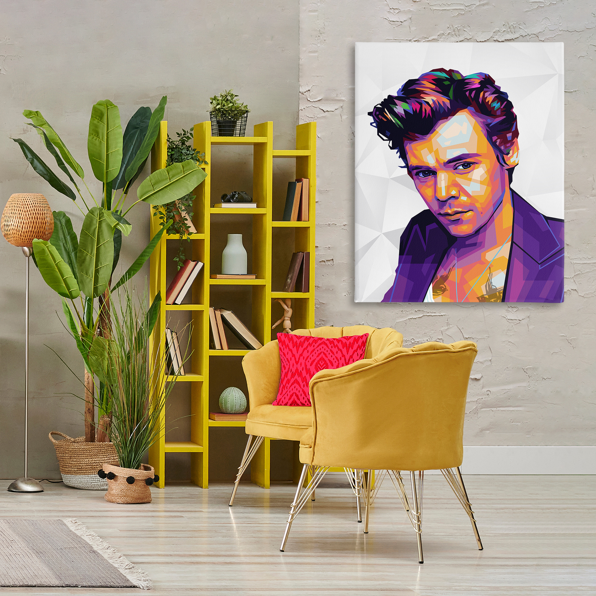Stupell Industries Bright Hued Harry People Painting Wrapped Canvas Art Print Wall Art, 36 x 48