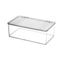 thumbnail image 2 of Transparent Desktop Storage Box, Plastic Organizer for Masks Stationery Cosmetics, Gray, 10.83x6.89x2.36in to 5.91in, Stackable & Smooth, 2 of 6