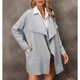 thumbnail image 3 of Blusa de punto larga Color puro Hombro caído Cuello vuelto Ajuste informal Blusa de punto para mujer Gris XL, 3 of 6