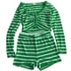 thumbnail image 1 of Conjunto de pijama navideño de dos piezas para mujer, ropa de dormir a rayas, camisa de manga larga, Tops cortos, pantalones cortos, Otoño e Invierno, 1 of 4