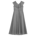 thumbnail image 4 of inhzoy Kids Girls Chiffon Flower Party Dress V Neck Junior Bridesmaid Ball Gown Gray 14, 4 of 5