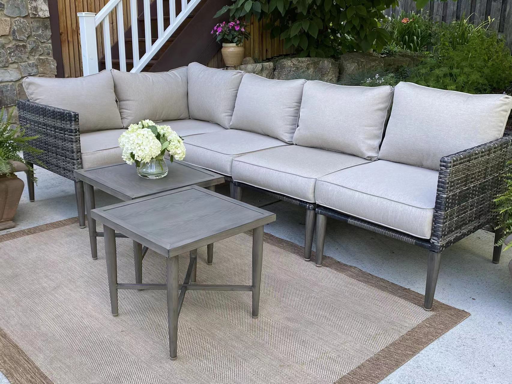 Donglin Outdoor Patio Furniture Sutton Creek 7-Piece Steel Sectional Sofa PE Wicker Rattan Set,Gray - image 15 of 16