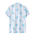 thumbnail image 4 of WREESH Men's Summer Casual Button Down Shirts with Flowers Printing Short Sleeve Beach Shirts Turndown Collar Floral Shirts Light Blue, 4 of 6