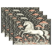 Ryvnso Placemats Set of 4 Unicorn and Mushroom Dining Mats Heat-Resistant Non-Slip Washable Table Mat