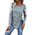 thumbnail image 5 of hirigin Women Lace Long Sleeve Tunic Tops Twist Knot Pullover T Shirts Irregular Hem Casual Dressy Fall Shirts Blouse Tops(Black,Large), 5 of 9