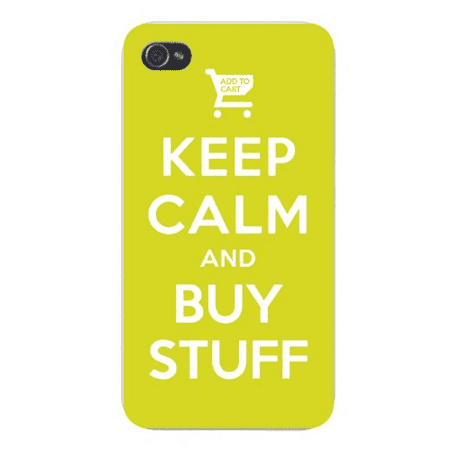Apple Iphone Custom Case 4 4s White Plastic Snap on - Keep Calm and Buy Stuff 
