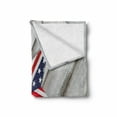thumbnail image 2 of 4th of July Soft Flannel Fleece Throw Blanket, Star with US Flag Pattern over Wooden Planks National Holiday Image, Cozy Plush for Indoor and Outdoor Use, 50" x 60", Multicolor, by Ambesonne, 2 of 6