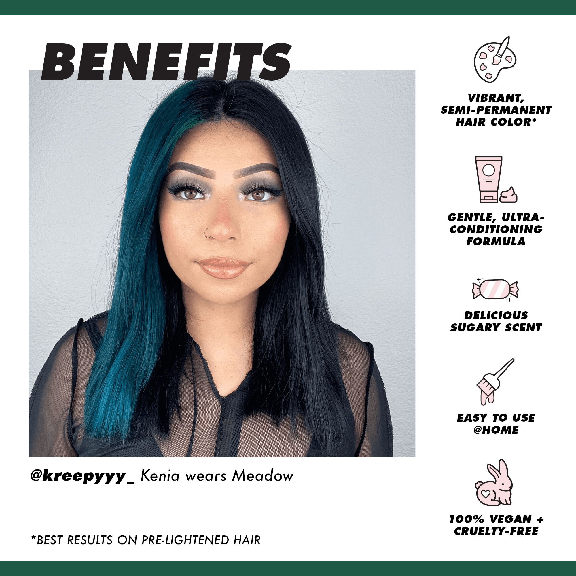 Lime Crime Unicorn Hair, Semi-Permanent Hair Color, Vegan, Full Coverage, Meadow, Unisex, 6.76 fl oz