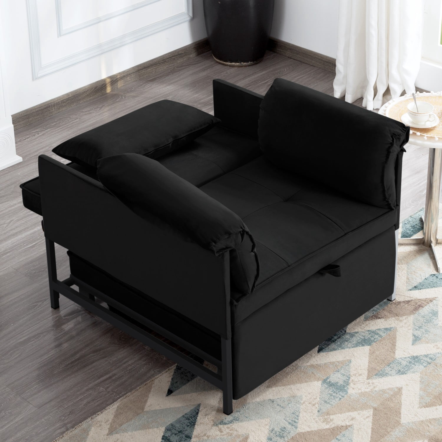 Gewnee Single Convertible Chair Bed, Sleeper Chair Bed 3 in 1, Stepless Adjustable Backrest,Armchair, Sofa Bed Pull Out Sleeper Bed Living Room, Bedroom